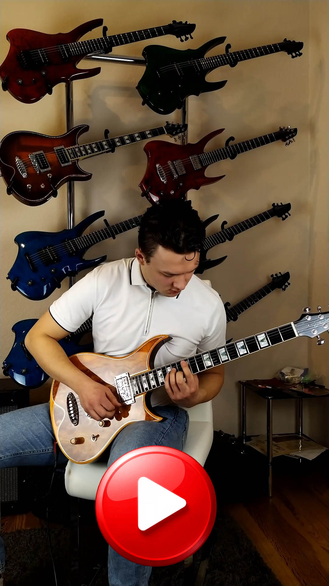 Zerberus Morpheus OF001 custom electric guitar with Onyx Fantastico stone top video demo